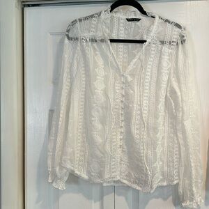 Sheer white blouse florals